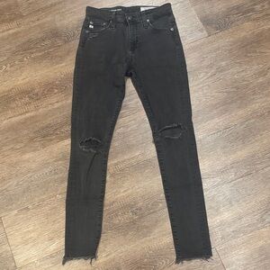 AG Adriano Goldschmied Black Ripped Skinny Jeans